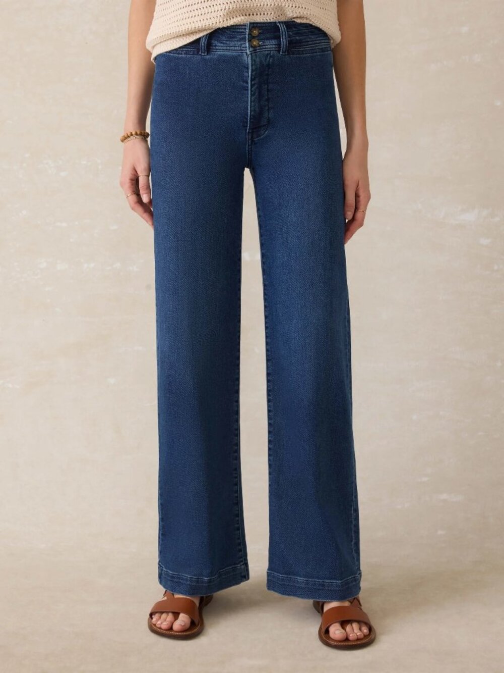 Womens Demin - Faherty - Stretch Terry Harbor Pant - Creekstone Wash - Size 32